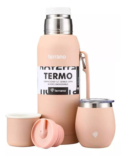 Kit Matero Terrano con Termo Premium 1lt + Mate con tapa