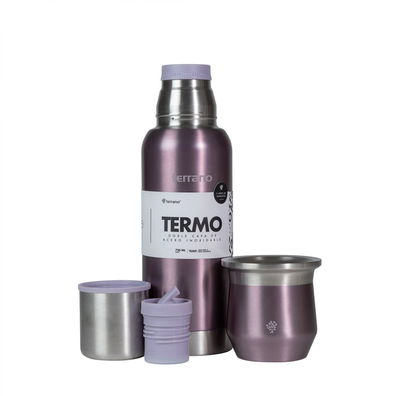 Cargue la imagen en el visor de la galería, Kit Matero Metalizado Terrano con Termo Premium 750ml + Mate Flap