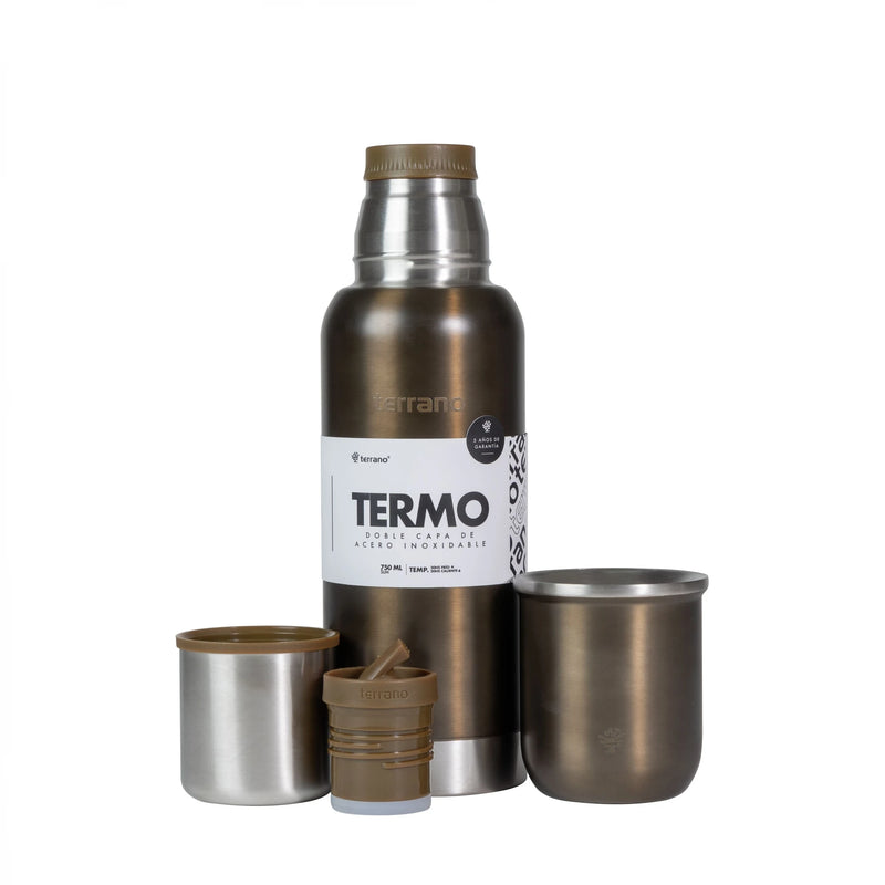 Cargue la imagen en el visor de la galería, Kit Matero Metalizado Terrano con Termo Premium 750ml + Mate Sicilia