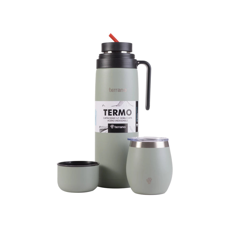 Cargue la imagen en el visor de la galería, Kit Matero Terrano con Termo manija 1lt + Mate con Tapa