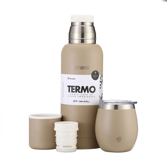 Kit Matero Terrano con Termo Premium 750ml + Mate con tapa