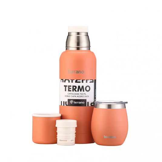 Kit Matero Terrano con Termo Premium 750ml + Mate con tapa