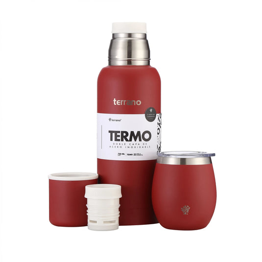 Kit Matero Terrano con Termo Premium 750ml + Mate con tapa