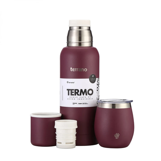 Kit Matero Terrano con Termo Premium 750ml + Mate con tapa