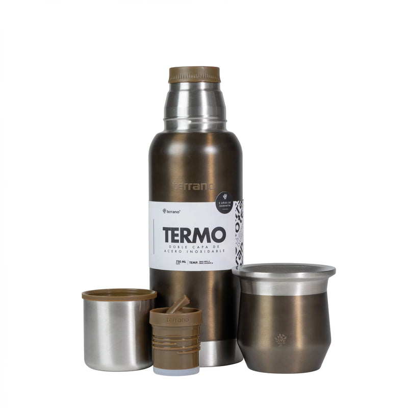 Cargue la imagen en el visor de la galería, Kit Matero Metalizado Terrano con Termo Premium 750ml + Mate Flap
