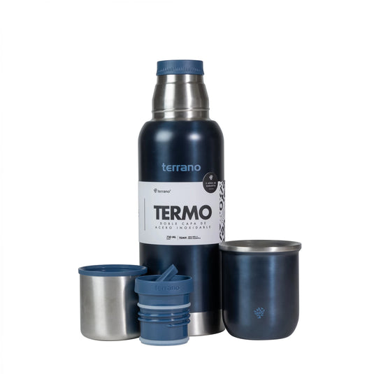 Kit Matero Metalizado Terrano con Termo Premium 750ml + Mate Sicilia