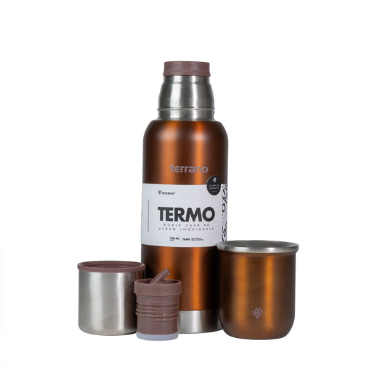 Kit Matero Metalizado Terrano con Termo Premium 750ml + Mate Sicilia