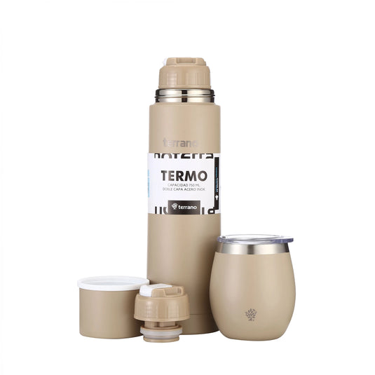 Kit Matero Terrano con Termo Bala 750ml + Mate con tapa