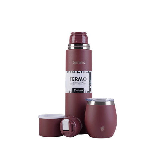 Kit Matero Terrano con Termo Bala 750ml + Mate con tapa