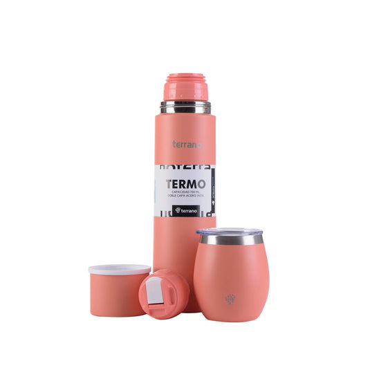 Kit Matero Terrano con Termo Bala 750ml + Mate con tapa