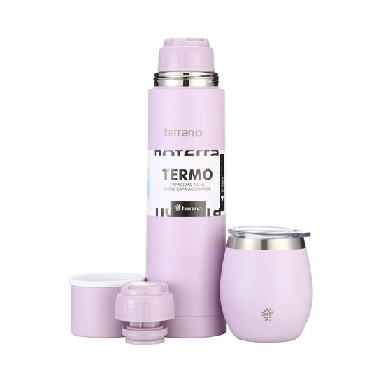 Kit Matero Terrano con Termo Bala 750ml + Mate con tapa