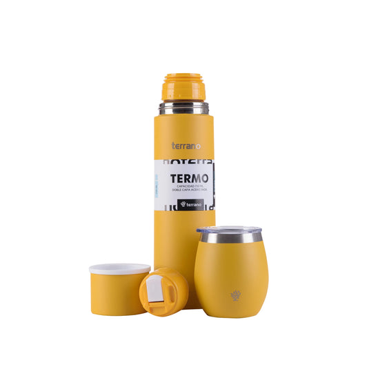 Kit Matero Terrano con Termo Bala 750ml + Mate con tapa