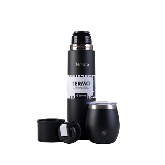 Kit Matero Terrano con Termo Bala 750ml + Mate con tapa