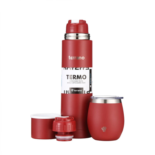 Kit Matero Terrano con Termo Bala 750ml + Mate con tapa