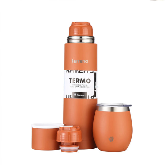 Kit Matero Terrano con Termo Bala 750ml + Mate con tapa