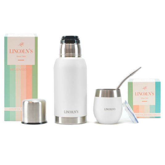 Kit Matero Lincoln's con Termo Asymmetry 750ml + Mate de acero