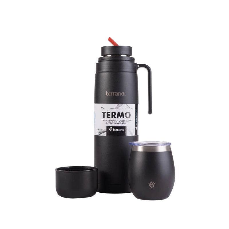 Cargue la imagen en el visor de la galería, Kit Matero Terrano con Termo manija 1lt + Mate con Tapa
