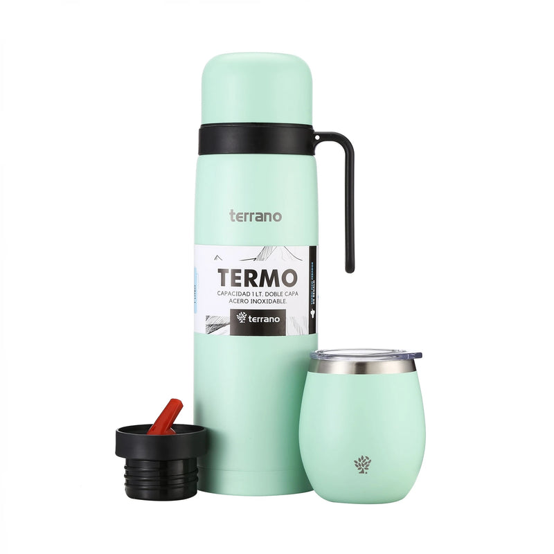 Cargue la imagen en el visor de la galería, Kit Matero Terrano con Termo manija 1lt + Mate con Tapa
