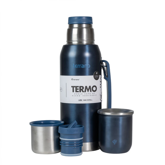 Kit Matero Metalizado Terrano con Termo Premium 1lt + Mate Sicilia