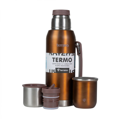 Kit Matero Metalizado Terrano con Termo Premium 1lt + Mate Sicilia