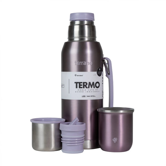 Kit Matero Metalizado Terrano con Termo Premium 1lt + Mate Sicilia