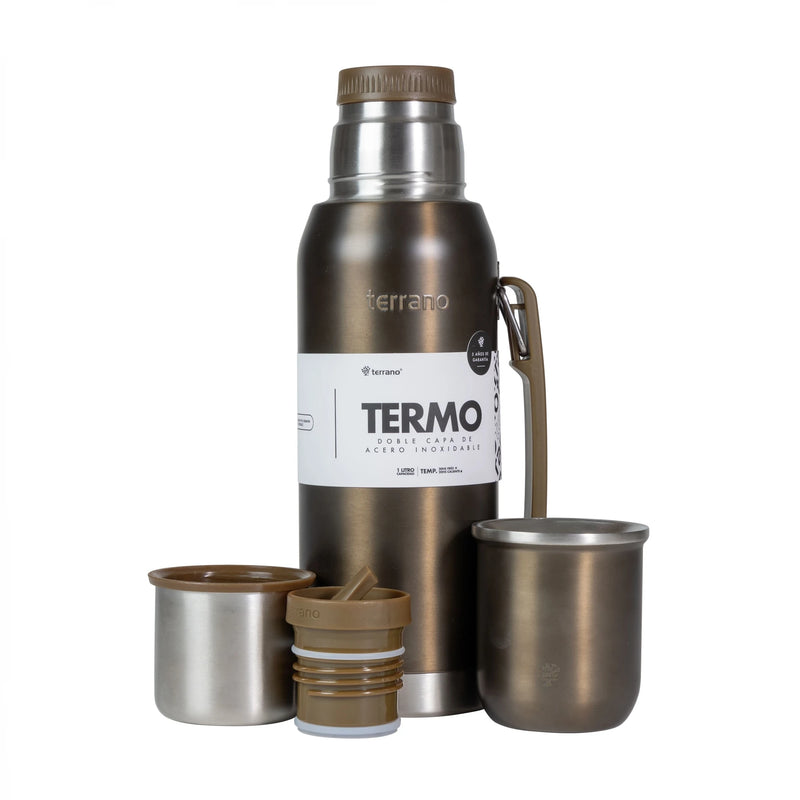 Cargue la imagen en el visor de la galería, Kit Matero Metalizado Terrano con Termo Premium 1lt + Mate Sicilia
