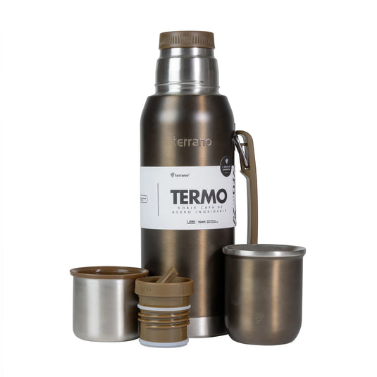 Kit Matero Metalizado Terrano con Termo Premium 1lt + Mate Sicilia