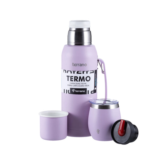 Kit Matero Terrano con Termo Premium 1lt + Mate con tapa