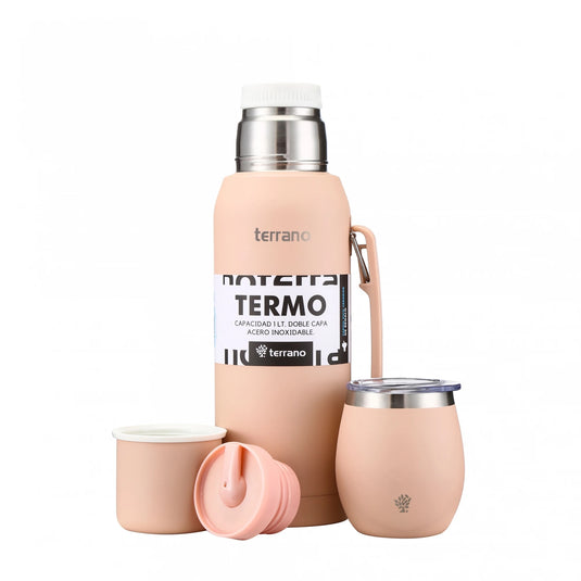 Kit Matero Terrano con Termo Premium 1lt + Mate con tapa