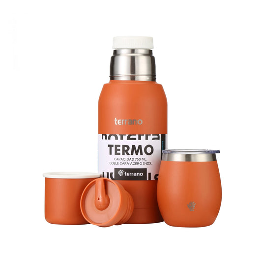 Kit Matero Terrano con Termo Premium 750ml + Mate con tapa