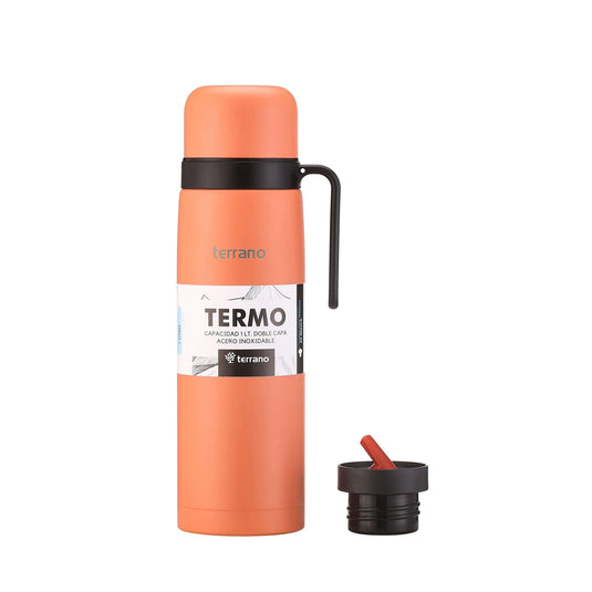 Kit Matero Terrano con Termo manija 1lt + Mate con Tapa
